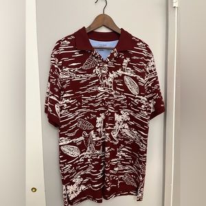 LAND’S END Men’s Short Sleeve Traditional Fit Maroon. Size Large